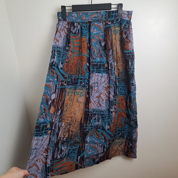 Lasting Impressions Multicolor Artsy Whimsygoth Lightweight Flowy Midi Skirt 6 - Picture 2 of 6